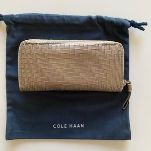 Cole Haan Woven Leather Zipper Wallet